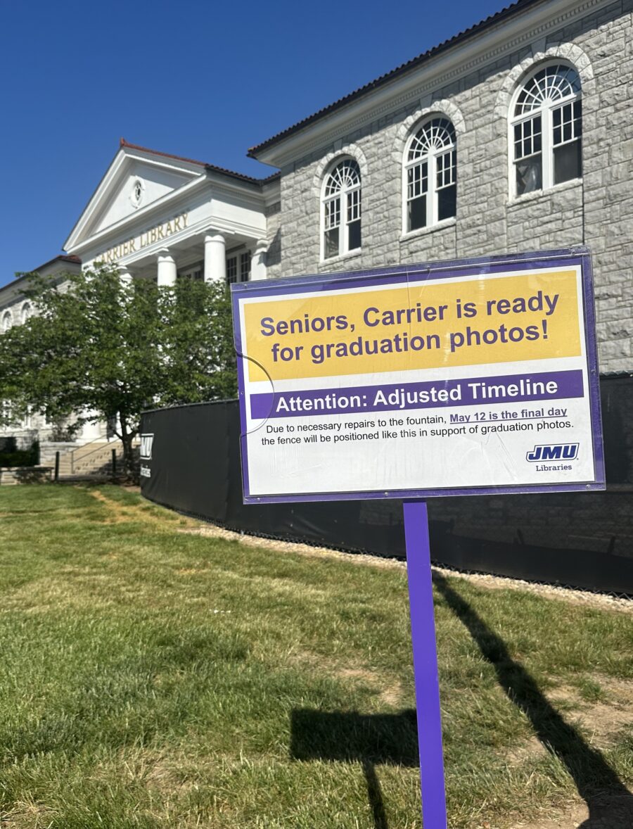 Graduation Photos by Carrier Library until May 12 - JMU Libraries