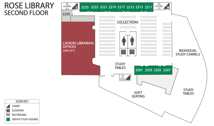 Rose Library second floor floor plan