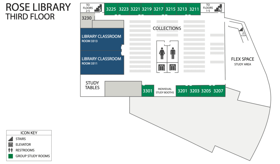 Rose Library third floor floor plan